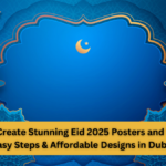 Eid 2025 Poster Design Created Using Canva with Crescent Moon and Lanterns