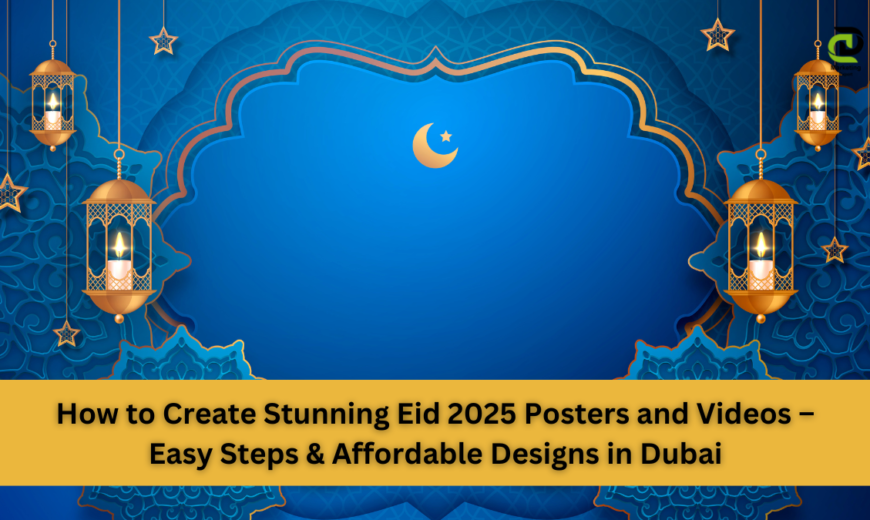 Eid 2025 Poster Design Created Using Canva with Crescent Moon and Lanterns