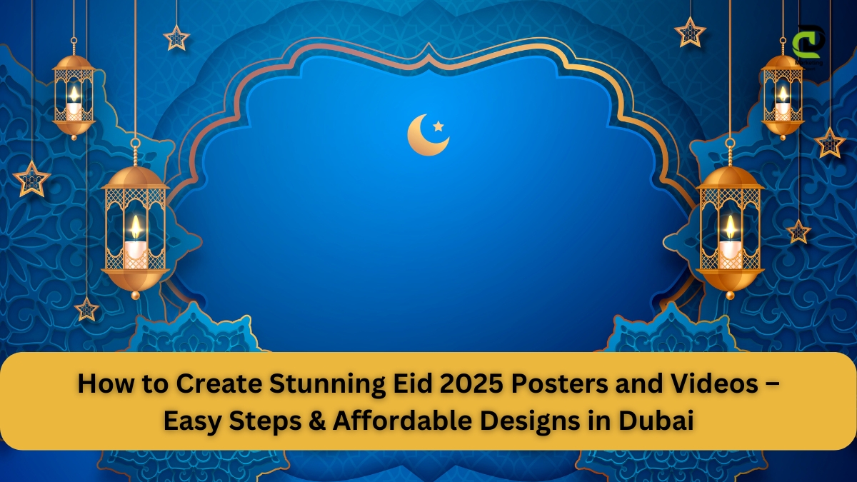 Eid 2025 Poster Design Created Using Canva with Crescent Moon and Lanterns