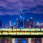 Team of Dubai Digital Experts from www.dubaidigitalexpert.com collaborating on a client's digital marketing strategy in their Dubai office.