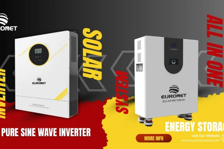 Euronet product poster showcasing solar inverter and energy storage system with focus on product poster design in Dubai