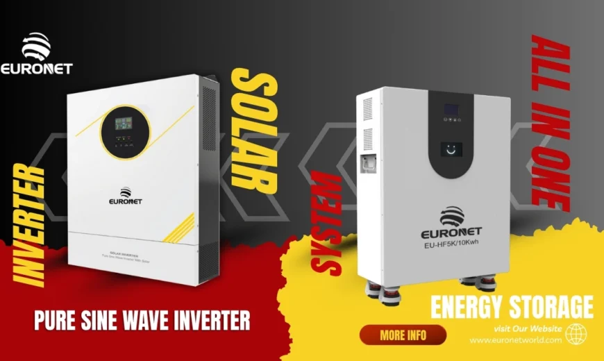 Euronet product poster showcasing solar inverter and energy storage system with focus on product poster design in Dubai